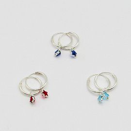 AROS ARGOLLA 12MM PIEDRA ESTRELLA COLGANTE /PLATA